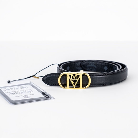 NWT | MCM Mode Mena Reversible Leather Belt Visetos Logo Gold Buckle - 90 cm main image 2